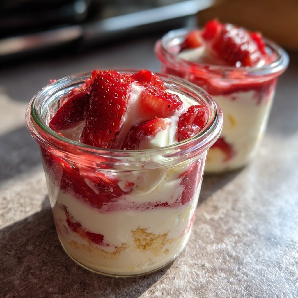 Erdbeer Quark Dessert Im Glas