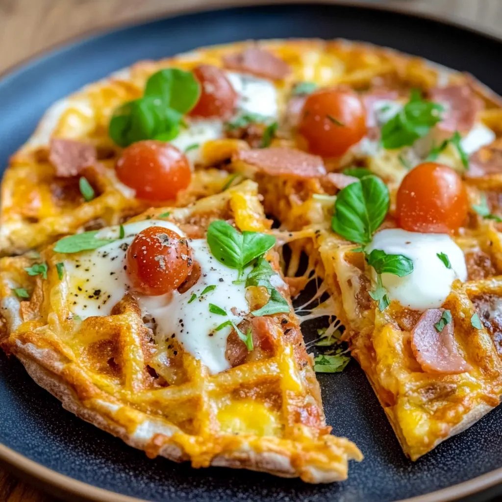 Pizza-Waffeln mit Schinken & Käse