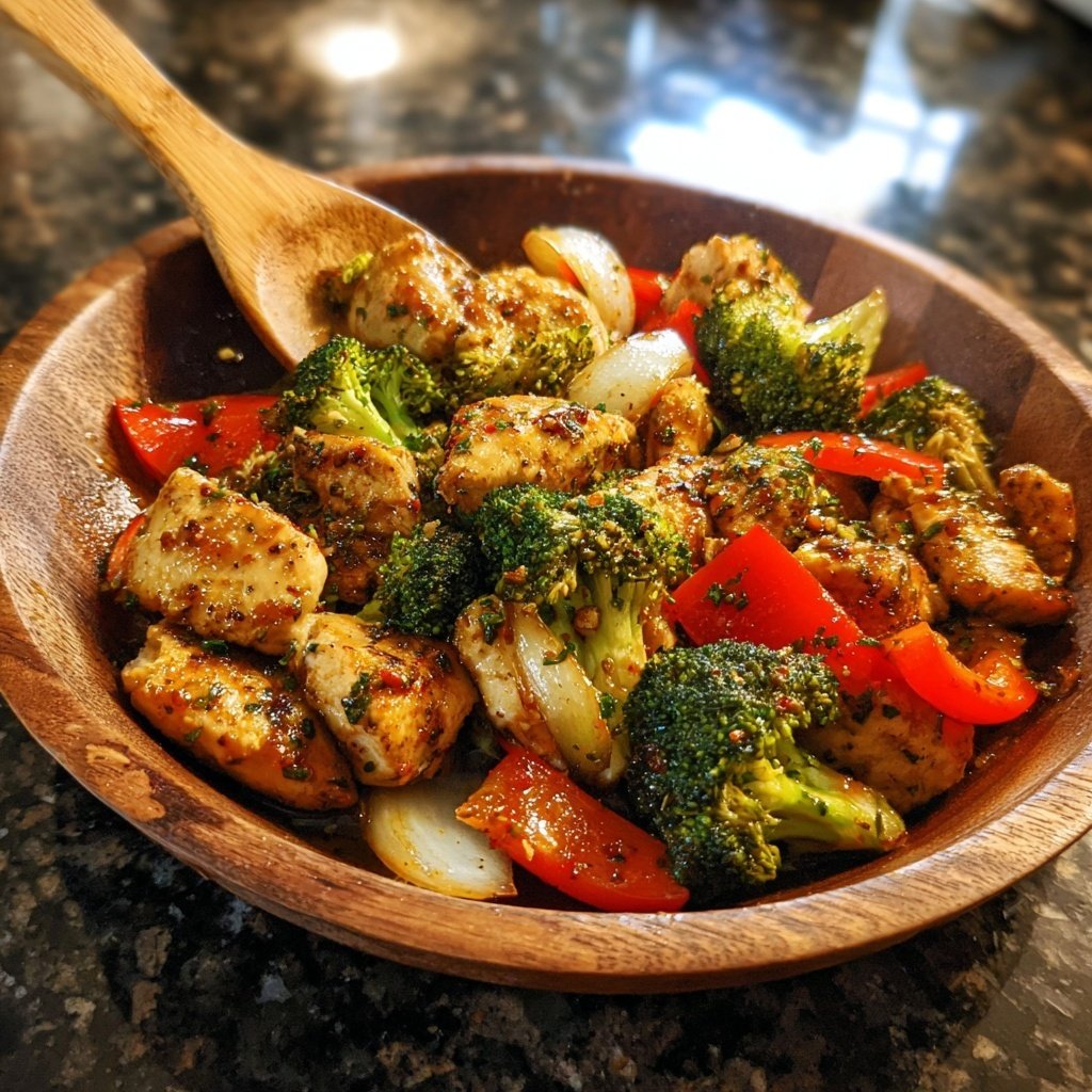 Kalorienarme Hähnchenpfanne Mit Brokkoli Und Paprika