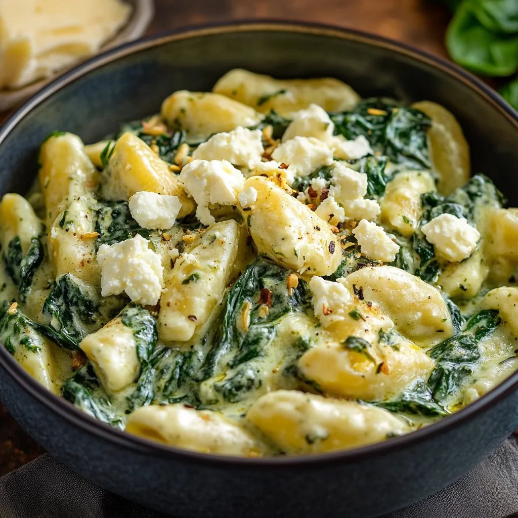 Schupfnudel Pfanne mit Spinat & Feta