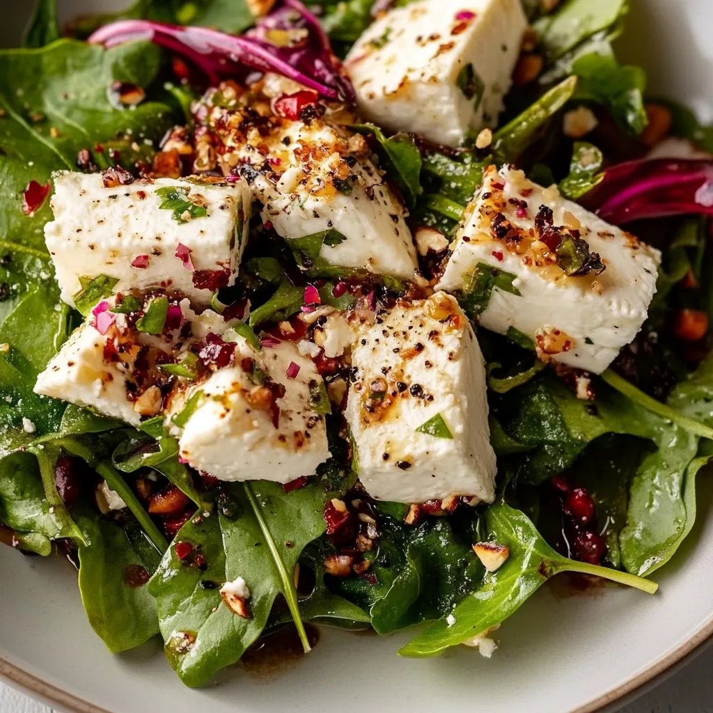 Honig-gratinierter Feta auf Feldsalat