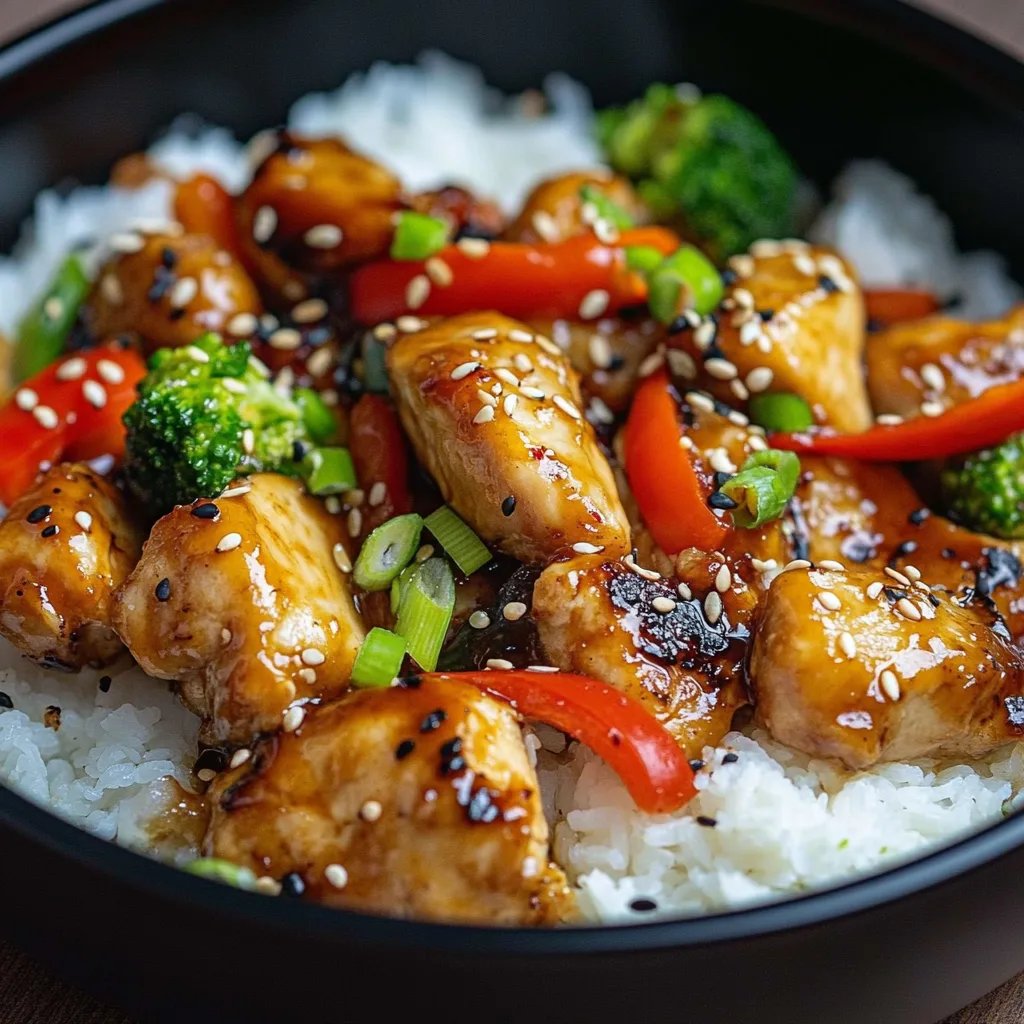 Gesundes Chicken Teriyaki mit Brokkoli und Reis