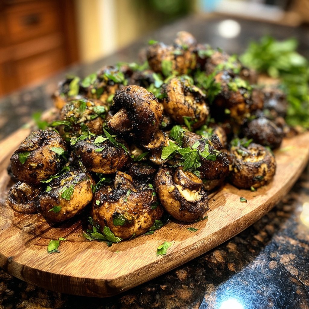 Gegrillte Pilze Kräuter Art