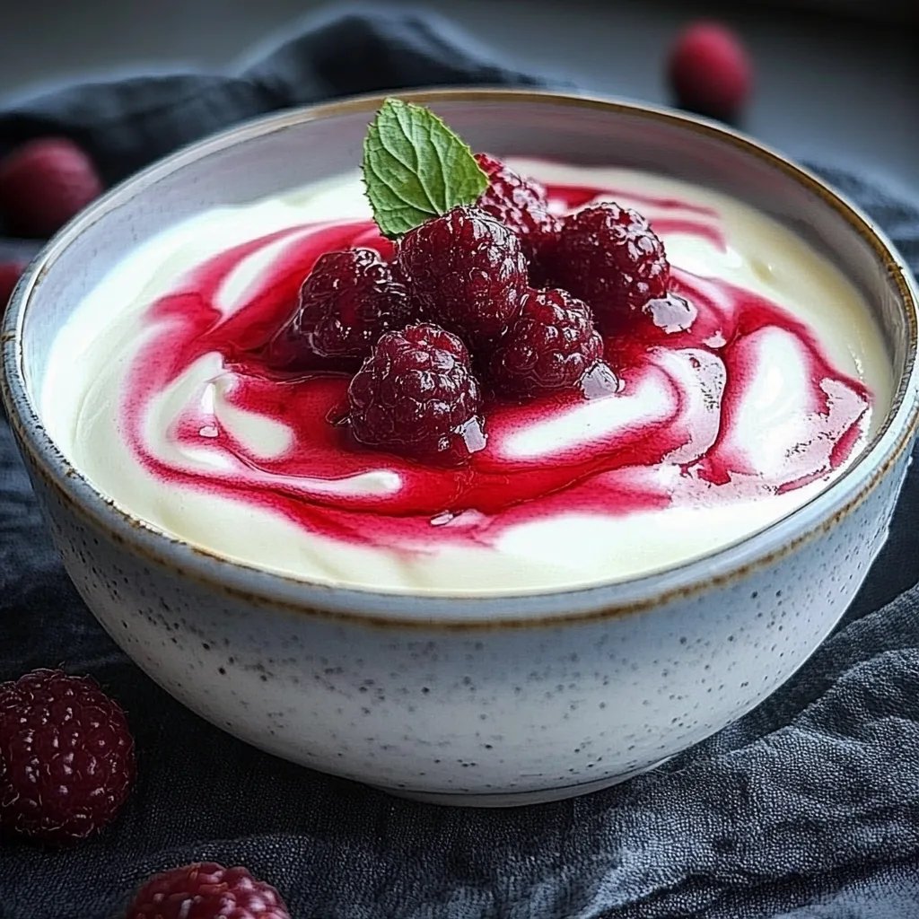 Schmandcreme mit Himbeeren