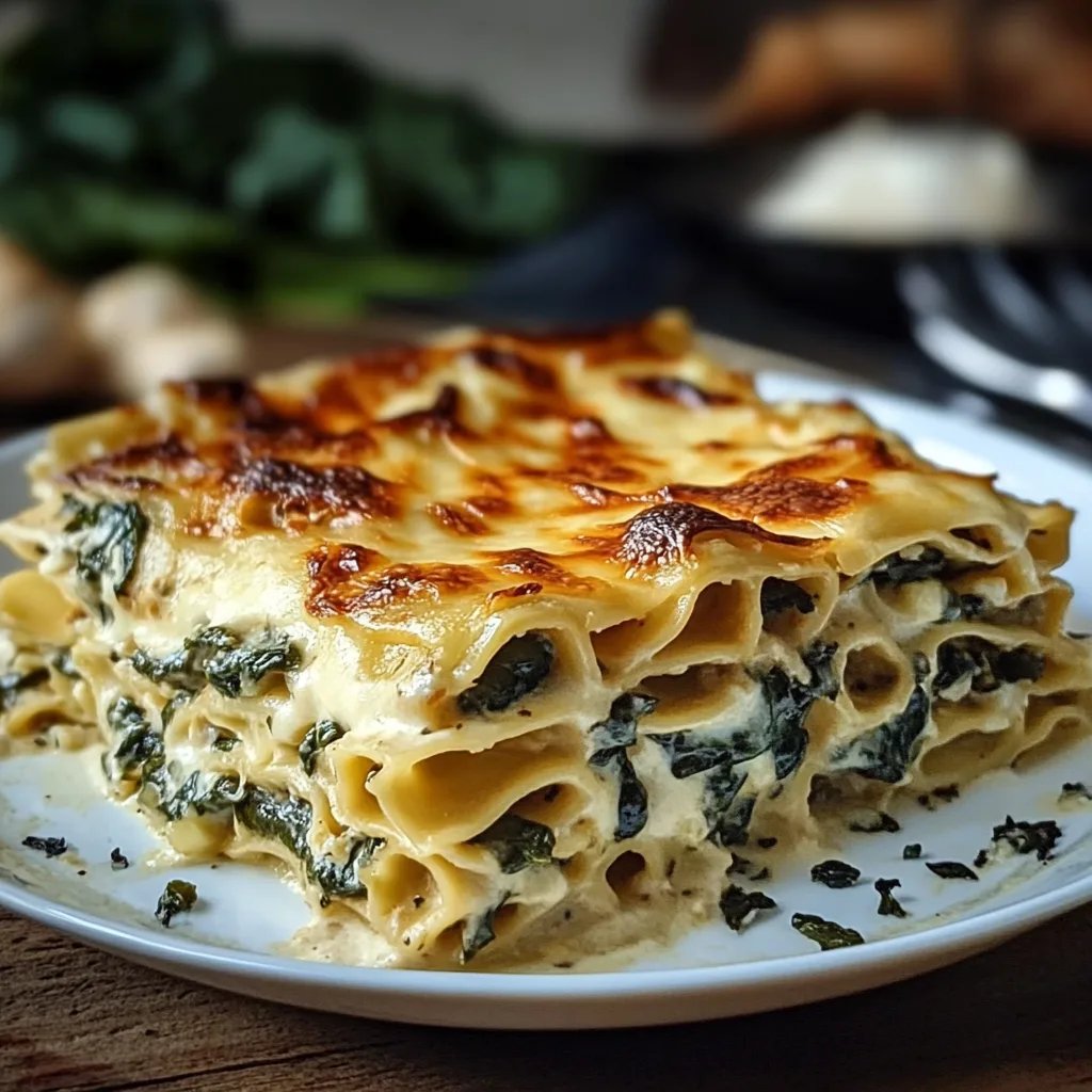Cremige Spinat-Pilz-Lasagne