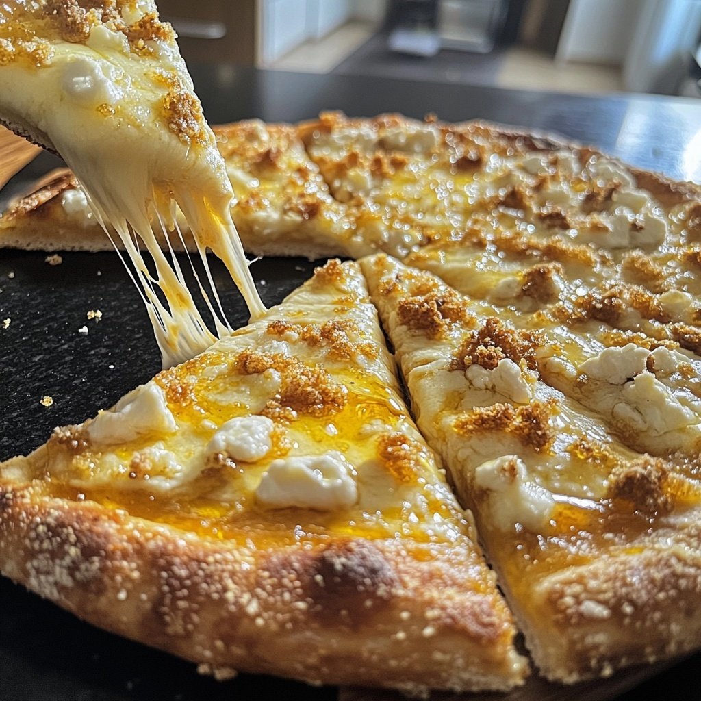 Pizza mit Ziegenkäse und Honig