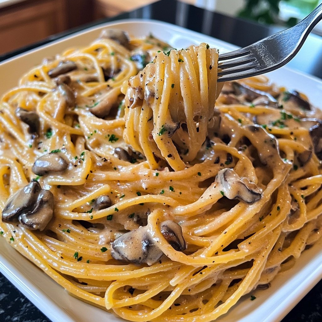 Spaghetti mit cremiger Pilzsauce