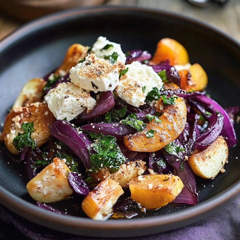 Panierter Feta mit Rotkohl und Salsa verde